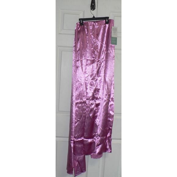 Johnny Wujek Women's Satin Slit Long Skirt with Sash in Prism Pink Small $109 - Picture 4 of 4